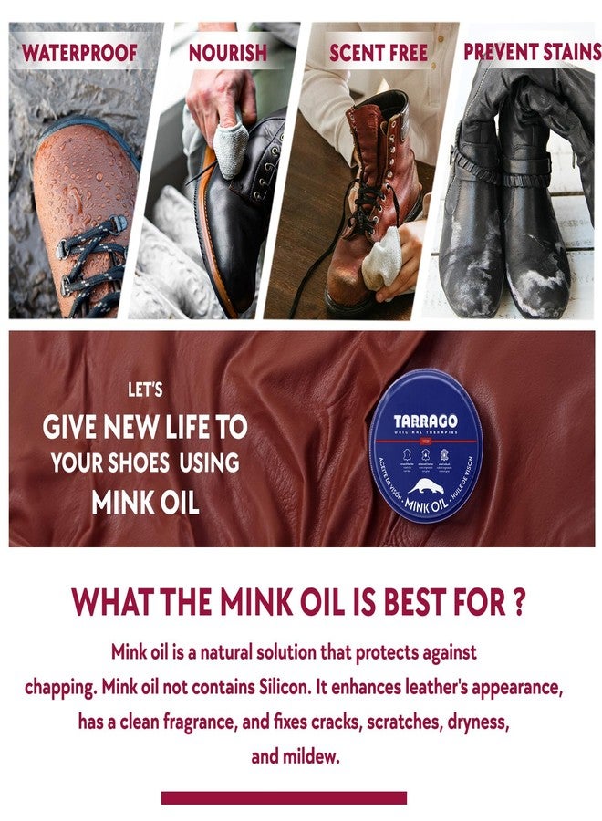 Tarrago Mink Oil for Leather Boots - Conditioner and Cleaner- Waterproof, Soften, Condition, Restore Shoes, Saddles, Purses, Bags, Gloves, and Vinyl- 100mL 3.52oz - Image 5